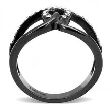 Load image into Gallery viewer, TK3166 - IP Black(Ion Plating) Stainless Steel Ring with Top Grade Crystal  in Clear