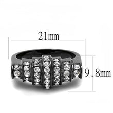 Load image into Gallery viewer, TK3167 - IP Black(Ion Plating) Stainless Steel Ring with Top Grade Crystal  in Clear