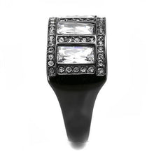 Load image into Gallery viewer, TK3168 - IP Black(Ion Plating) Stainless Steel Ring with AAA Grade CZ  in Clear