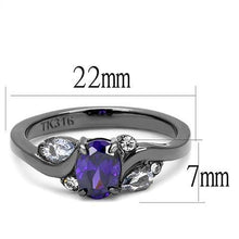 Load image into Gallery viewer, TK3169 - IP Light Black  (IP Gun) Stainless Steel Ring with AAA Grade CZ  in Tanzanite