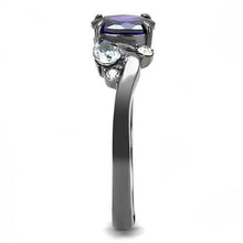 Load image into Gallery viewer, TK3169 - IP Light Black  (IP Gun) Stainless Steel Ring with AAA Grade CZ  in Tanzanite