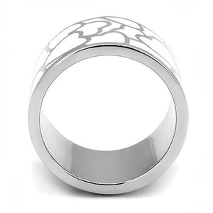 TK3172 - High polished (no plating) Stainless Steel Ring with Epoxy  in White