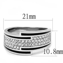 Load image into Gallery viewer, TK3174 - High polished (no plating) Stainless Steel Ring with Top Grade Crystal  in Clear