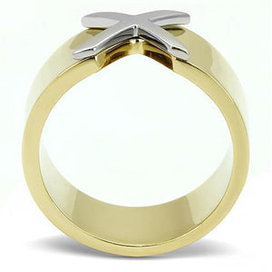 TK3185 - Two-Tone IP Gold (Ion Plating) Stainless Steel Ring with No Stone