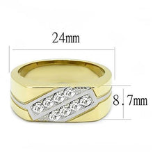 Load image into Gallery viewer, TK3186 - Two-Tone IP Gold (Ion Plating) Stainless Steel Ring with Top Grade Crystal  in Clear