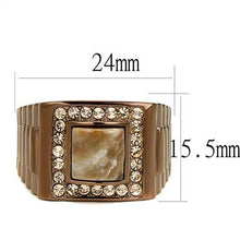 Load image into Gallery viewer, TK3190 - IP Coffee light Stainless Steel Ring with Semi-Precious Rain Flower Stone in Brown