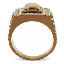 Load image into Gallery viewer, TK3190 - IP Coffee light Stainless Steel Ring with Semi-Precious Rain Flower Stone in Brown