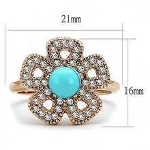 Load image into Gallery viewer, TK3201 - IP Rose Gold(Ion Plating) Stainless Steel Ring with Synthetic Turquoise in Sea Blue