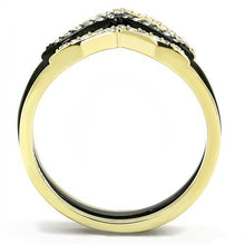 Load image into Gallery viewer, TK3202 - IP Gold+ IP Black (Ion Plating) Stainless Steel Ring with Top Grade Crystal  in Clear