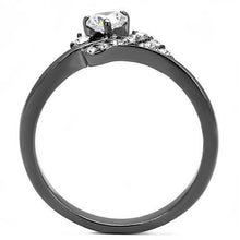 Load image into Gallery viewer, TK3203 - IP Light Black  (IP Gun) Stainless Steel Ring with AAA Grade CZ  in Clear