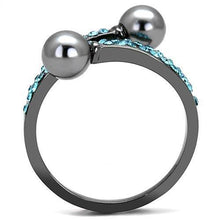 Load image into Gallery viewer, TK3204 - IP Light Black  (IP Gun) Stainless Steel Ring with Synthetic Pearl in Gray