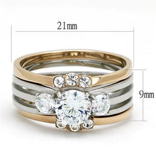 Load image into Gallery viewer, TK3212 - Two-Tone IP Rose Gold Stainless Steel Ring with AAA Grade CZ  in Clear