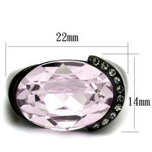 Load image into Gallery viewer, TK3213 - IP Black(Ion Plating) Stainless Steel Ring with Top Grade Crystal  in Light Amethyst