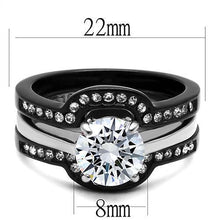 Load image into Gallery viewer, TK3214 - Two-Tone IP Black (Ion Plating) Stainless Steel Ring with AAA Grade CZ  in Clear