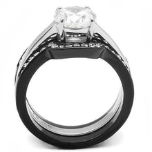 Load image into Gallery viewer, TK3214 - Two-Tone IP Black (Ion Plating) Stainless Steel Ring with AAA Grade CZ  in Clear