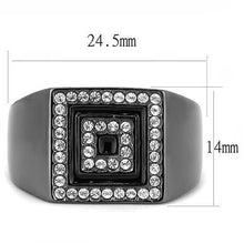 Load image into Gallery viewer, TK3220 - IP Light Black  (IP Gun) Stainless Steel Ring with Top Grade Crystal  in Clear