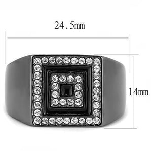 TK3220 - IP Light Black  (IP Gun) Stainless Steel Ring with Top Grade Crystal  in Clear