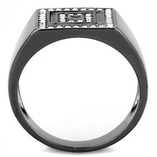 Load image into Gallery viewer, TK3220 - IP Light Black  (IP Gun) Stainless Steel Ring with Top Grade Crystal  in Clear