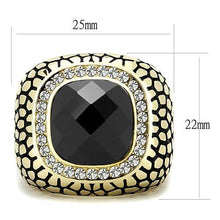 Load image into Gallery viewer, TK3221 - IP Gold(Ion Plating) Stainless Steel Ring with Synthetic Synthetic Glass in Jet