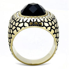 Load image into Gallery viewer, TK3221 - IP Gold(Ion Plating) Stainless Steel Ring with Synthetic Synthetic Glass in Jet