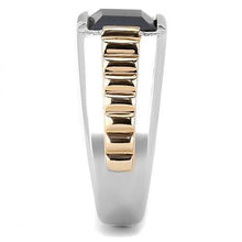 Load image into Gallery viewer, TK3227 - Two-Tone IP Rose Gold Stainless Steel Ring with Synthetic Onyx in Jet