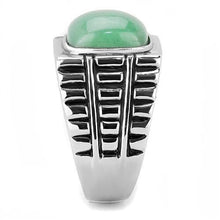 Load image into Gallery viewer, TK3229 - High polished (no plating) Stainless Steel Ring with Synthetic Jade in Emerald