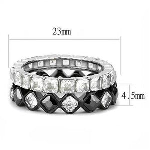 TK3231 - Two-Tone IP Black (Ion Plating) Stainless Steel Ring with AAA Grade CZ  in Black Diamond