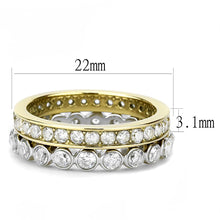 Load image into Gallery viewer, TK3232 - Two-Tone IP Gold (Ion Plating) Stainless Steel Ring with AAA Grade CZ  in Clear