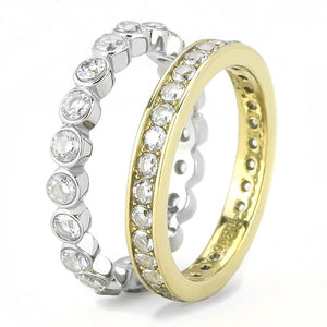 TK3232 - Two-Tone IP Gold (Ion Plating) Stainless Steel Ring with AAA Grade CZ  in Clear