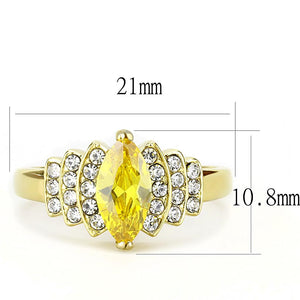 TK3239 - IP Gold(Ion Plating) Stainless Steel Ring with AAA Grade CZ  in Topaz