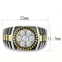 Load image into Gallery viewer, TK3240 - Two-Tone IP Gold (Ion Plating) Stainless Steel Ring with AAA Grade CZ  in Clear