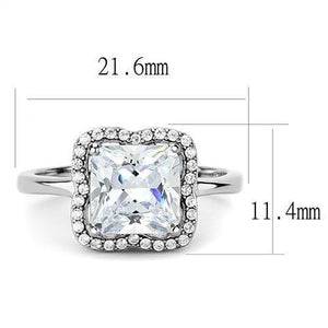 TK3242 - High polished (no plating) Stainless Steel Ring with AAA Grade CZ  in Clear