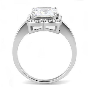 TK3242 - High polished (no plating) Stainless Steel Ring with AAA Grade CZ  in Clear