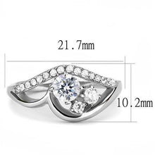 Load image into Gallery viewer, TK3243 - High polished (no plating) Stainless Steel Ring with AAA Grade CZ  in Clear