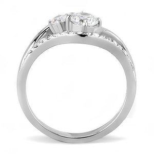 TK3243 - High polished (no plating) Stainless Steel Ring with AAA Grade CZ  in Clear