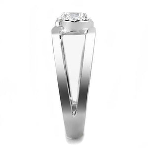 TK3245 - High polished (no plating) Stainless Steel Ring with AAA Grade CZ  in Clear