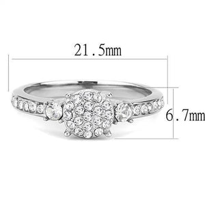 TK3248 High polished (no plating) Stainless Steel Ring with Top Grade Crystal in Clear