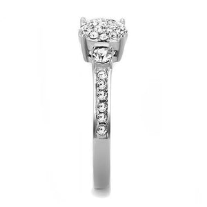 TK3248 High polished (no plating) Stainless Steel Ring with Top Grade Crystal in Clear