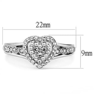 TK3249 - High polished (no plating) Stainless Steel Ring with Top Grade Crystal  in Clear