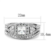 Load image into Gallery viewer, TK3253 - High polished (no plating) Stainless Steel Ring with AAA Grade CZ  in Clear