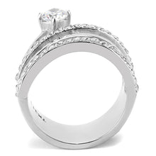 Load image into Gallery viewer, TK3254 - High polished (no plating) Stainless Steel Ring with AAA Grade CZ  in Clear