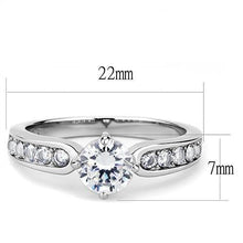 Load image into Gallery viewer, TK3256 - High polished (no plating) Stainless Steel Ring with AAA Grade CZ  in Clear