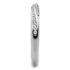 TK3259 - High polished (no plating) Stainless Steel Ring with AAA Grade CZ  in Clear