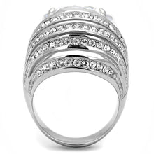 Load image into Gallery viewer, TK3263 - High polished (no plating) Stainless Steel Ring with AAA Grade CZ  in Clear