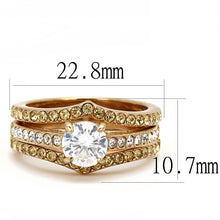 Load image into Gallery viewer, TK3264 - IP Rose Gold(Ion Plating) Stainless Steel Ring with AAA Grade CZ  in Clear