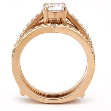 Load image into Gallery viewer, TK3264 - IP Rose Gold(Ion Plating) Stainless Steel Ring with AAA Grade CZ  in Clear