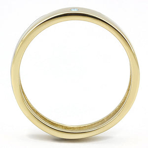 TK3267 - Two-Tone IP Gold (Ion Plating) Stainless Steel Ring with Top Grade Crystal  in Sea Blue