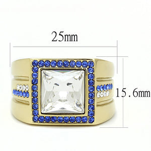 TK3269 - IP Gold(Ion Plating) Stainless Steel Ring with Top Grade Crystal  in Clear