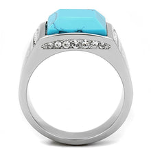 Load image into Gallery viewer, TK3274 High polished (no plating) Stainless Steel Ring with Synthetic in Sea Blue