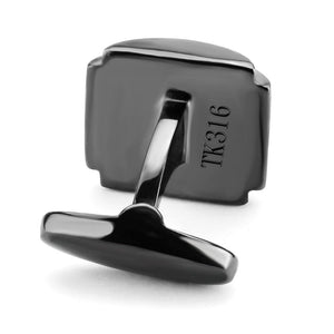 TK3290 - IP Light Black  (IP Gun) Stainless Steel Cufflink with Semi-Precious Oligoclase in Animal pattern